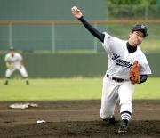 常葉学園菊川との練習試合に登板した宇治山田商・平生（撮影・桝井聡）