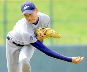 １９１センチの長身で腕も長い花巻東の大谷翔平投手