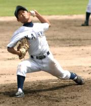 加茂水産戦で18奪三振の力投を見せる寒河江工の太田
