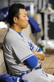 5回途中5失点で降板したドジャース黒田(共同)