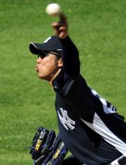 レイズ戦に登板、力投するヤンキース井川(共同)