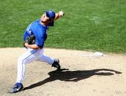 ９回に登板した野茂は、１回を無安打ピッチングの好投（撮影・加藤哉）