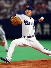 ６回４失点ながら無傷の８連勝を飾った中日先発の川井（撮影・清水貴仁）
