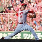 7回を2失点と好投した広島・前田健(撮影・宮崎幸一)