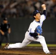 ６回表からリリーフ登板し２勝目を挙げた工藤（撮影・山崎哲司）