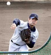 フリー打撃に登板した弥太郎(撮影・浅見桂子)