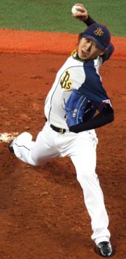 開幕戦で完封勝利のオリックス金子のピッチング（撮影・田崎高広）