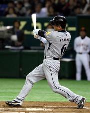 【巨人－阪神】６回表、阪神金本は２点本塁打を放つ（撮影・宮崎幸一）