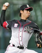 完投で今季初勝利を飾ったロッテ先発の清水（共同）
