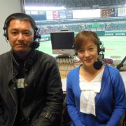 長友美貴子アナと日刊スポーツ評論家の浜名千広氏（撮影・倉成孝史）