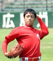 27日の西武戦が今季初先発となる大島。気合十分だ(撮影・網 孝広)