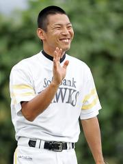 練習中、リラックスした表情を見せる大場(撮影・梅根麻紀)