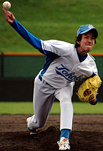 １６日の仙台大戦で６回１０三振を奪い４勝目をマークした東北学院大・岸