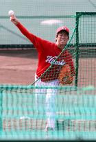 フリー打撃に登板した前田健太(撮影・藤尾明華)
