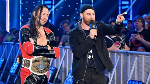 名コンビぶりを発揮するインターコンチネンタル王者中邑（左）とゼイン（C）2019 WWE, Inc. All Rights Reserved