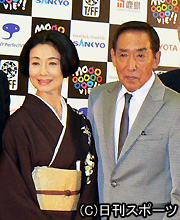 東京国際映画祭で上映された「明日への遺言」の会見で、富司純子と藤田まこと