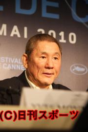 カンヌ映画祭の公式会見を行った北野武監督(撮影・小林千穂)
