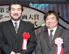 ファン大賞・日本映画部門を受賞した福沢監督(左)と石原氏