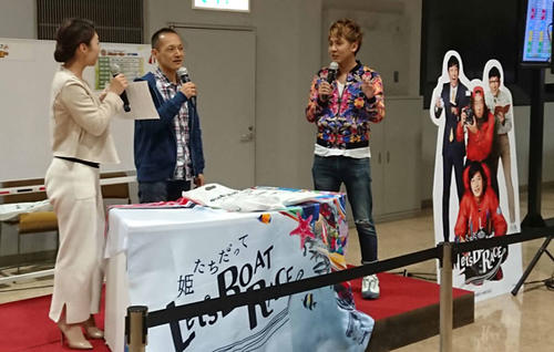 BTS高城のイベントでトークするサカイスト・デンペーさん（右）と石川真二選手（中央）