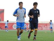 バーレーン戦前日練習で別メニュー調整するFW高原(撮影・為田聡史)