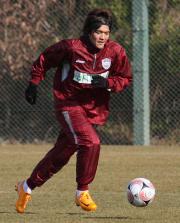 全体練習に合流した神戸FW大久保