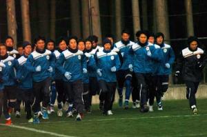キャンプ初日は文字通り横一線のランニングメニューからスタートした山形イレブン
