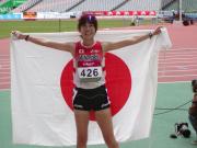 女子20キロ競歩で優勝した川崎真裕美