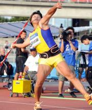 男子やり投げ決勝 今季ベストをマークし2位と健闘した村上