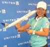 ユナイテッド航空とスポンサー契約を結んだ宮里美香（撮影・藤中栄二）