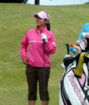 宮里藍が2週連続Vに向けて練習ラウンド(撮影・田口潤)