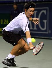 初戦を突破した錦織圭(撮影・たえ見朱実)