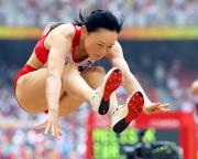 北京五輪陸上女子走り幅跳び予選で敗退した池田久美子(撮影・蔦林史峰)