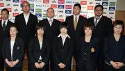記者会見する選手たち（撮影・黒川智章）