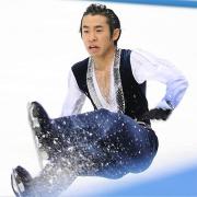 ４回転ジャンプを失敗する織田信成（撮影・たえ見朱実）