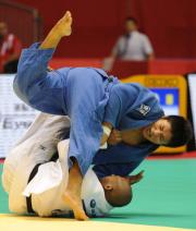 男子90キロ級 初戦で1本勝ちした西山(撮影・たえ見朱実)