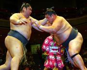 大真鶴(左)を撃破した翔傑(撮影・鈴木豊)