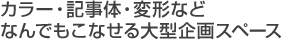 カラー・記事体・変形などなんでもこなせる大型企画スペース