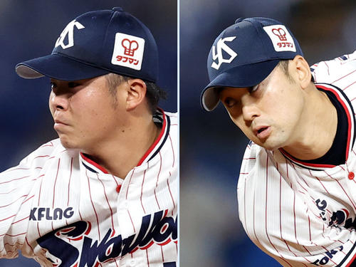 8回に登板した清水（左）と9回に登板した石山