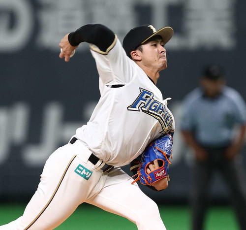 日本ハム対オリックス　日本ハム先発の上沢（撮影・黒川智章）