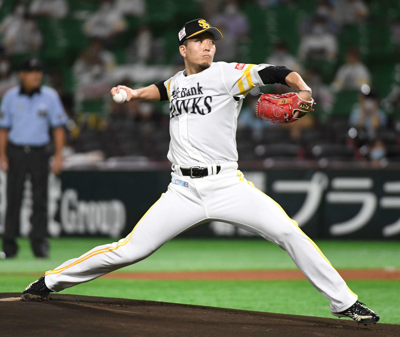 ソフトバンク対西武　3勝目を挙げた千賀（撮影・今浪浩三）