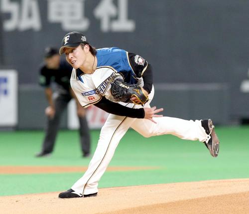 日本ハム対オリックス　日本ハム先発の吉田輝（撮影・佐藤翔太）
