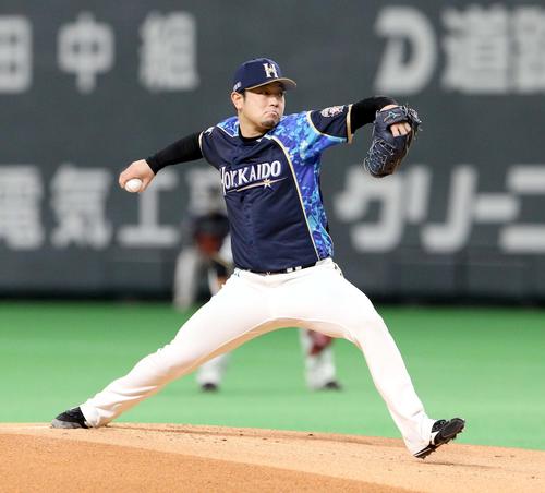 日本ハム対楽天　日本ハム先発の池田（撮影・佐藤翔太）