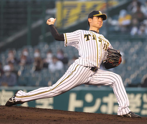 阪神対ヤクルト　力投を続ける西純（撮影・清水貴仁）