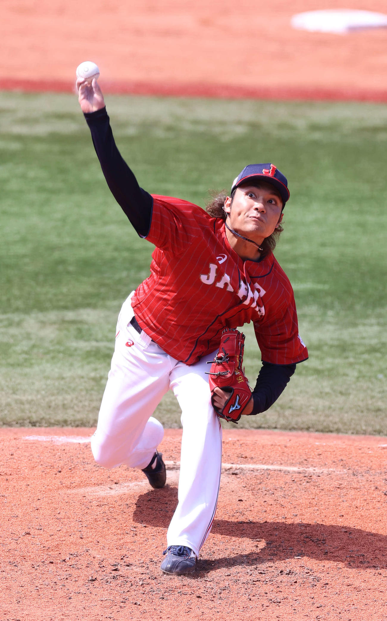 本対メキシコ　6回に日本2番手で登板した伊藤（撮影・河野匠）