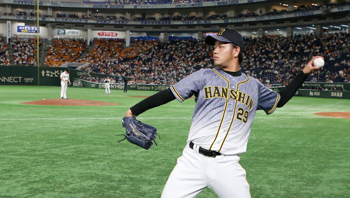 巨人対阪神　阪神先発高橋は巨人菅野（左）と投げ合って完封勝ち（撮影・加藤哉）