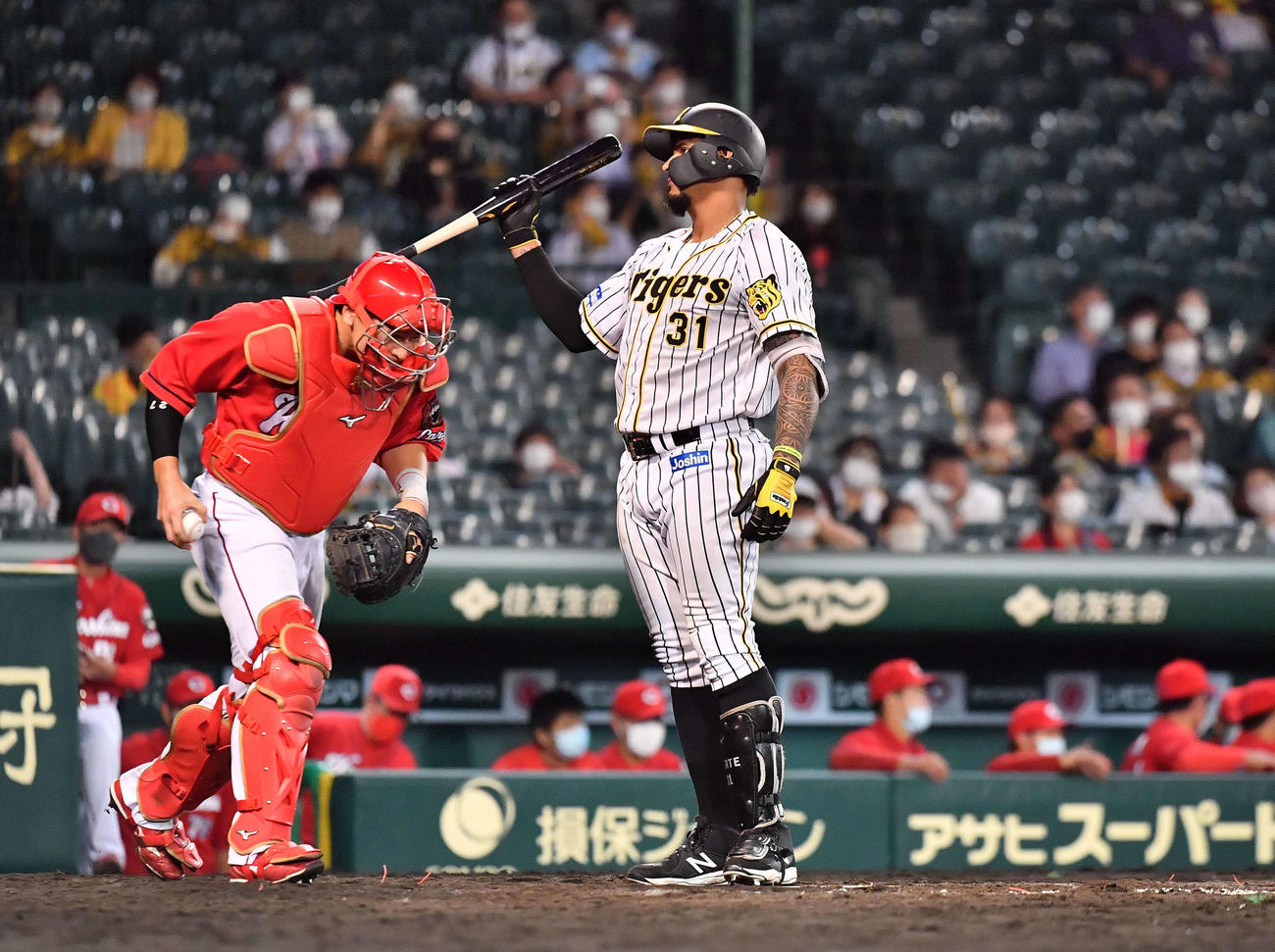 阪神対広島　9回裏阪神2死、見逃し三振に倒れるマルテ（撮影・上田博志）
