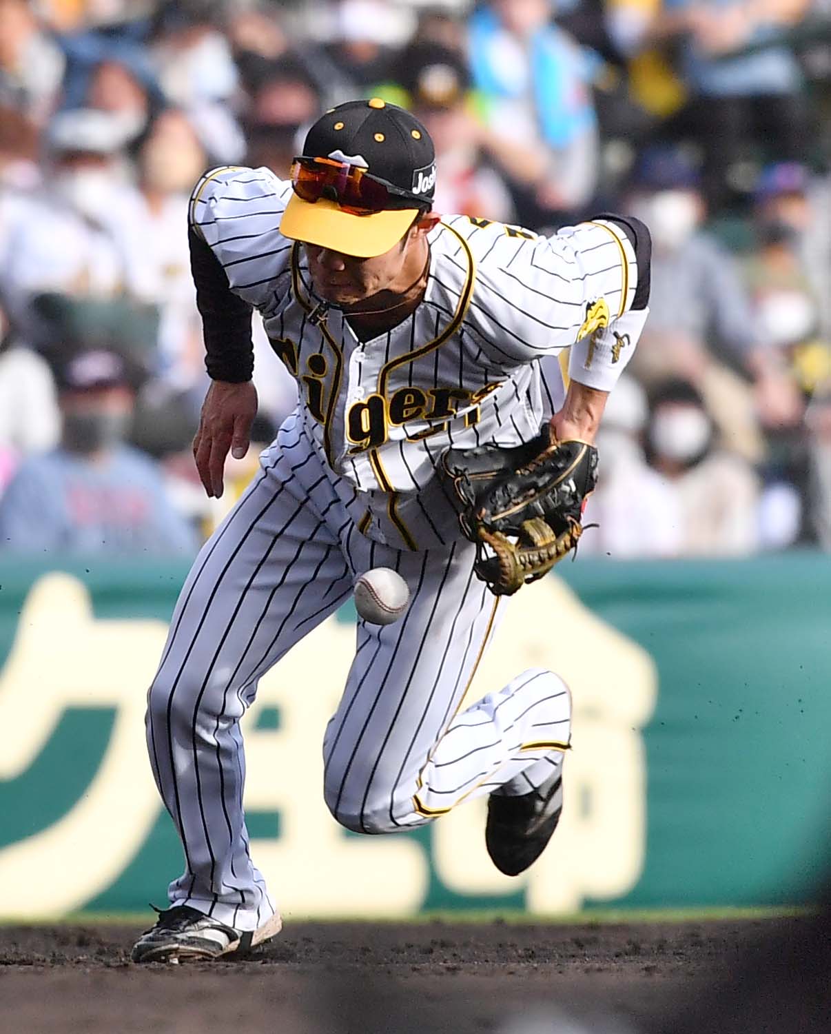 阪神対巨人　3回表巨人無死、吉川尚輝のゴロをエラーする中野（撮影・上田博志）