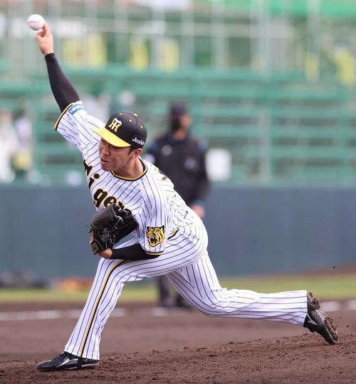 紅白戦に白組4番手で登板し、2回をパーフェクトに抑えた石井（撮影・上田博志）