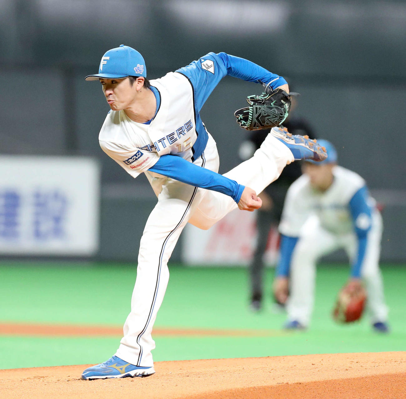 日本ハム対西武　力投する日本ハム先発の上沢（撮影・佐藤翔太）