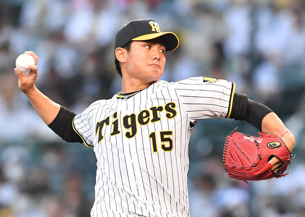 阪神先発の西純矢（撮影・岩下翔太）
